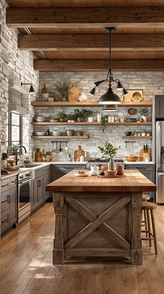 modern kitchen designs Rustic Modern Kitchen Ideas, Kitchen Ideas Wood, Modern Farm Kitchen, Rustic Kitchen Design Ideas, Modern Rustic Kitchen, Earthy Kitchen, Modern Kitchen Ideas, Drop In Kitchen Sink, Rustic Modern Kitchen