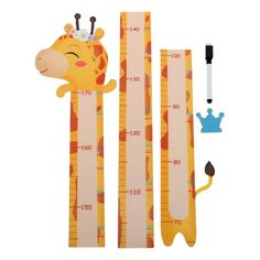 a giraffe measuring ruler with a crown on it