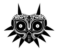 a black and white drawing of a mask with spikes