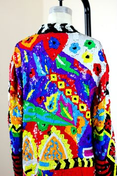 "This is a WOW, one fabulous one of a kind fabulous Jacket!! The colors, the style...it is fantastic!! Excellent Measuring: 30\" length Bust: 40\" Hip: 44\" Sleeves: 25\" This is absolutely fabulous, rare and fabulous! Pet Free/smoke free Enjoy!" Sequin Jacket, Absolutely Fabulous, Cute Jackets, Sequin Beading, Sequin Top, Neon Colors, Dolman Sleeve, Just Amazing, Sequin Dress