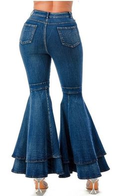 PLUS SIZE Layered Bell Bottom Denim Pants. Runs small. Need to size up. Plus size. women Diy Clothes And Shoes, Chic Leather, Curvy Plus Size, Top Pants Set, Trendy Fall, Leather Dresses, Bell Bottom, 2000s Fashion, Denim Fashion