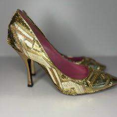 Nwt. Please Look At Pictures For Details. No Box No Dust Bag Beautiful And Stylish, Very Comfortable Shoe. 4” Heel. Different Sizes Eu 37.5 And Eu 38 Location Box 63 Luxury Sequined High Heels, Luxury Glitter Heels For Gala, Designer Gold Patent Leather Heels, Luxury Glitter Heels With Round Toe, Formal Glitter Leather Heels, Shoes Louis Vuitton, Vintage Heels, Louis Vuitton Shoes, Comfortable Shoes