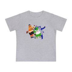 Start your little one young with this classic Philly sports mascot tee! .: 100% Airlume combed and ringspun cotton (fiber content may vary for different colors) .: Brand: Bella+Canvas .: Size Chart in photos .: Runs true to size Sporty T-shirt With Cartoon Print For Sports, Short Sleeve T-shirt With Character Print For Sports Events, Fan Apparel Tops With Character Print For Sports Events, Cotton Short Sleeve T-shirt With Mascot, Cotton Crew Neck T-shirt With Mascot, Mascot Cotton T-shirt For Sports Events, Cotton T-shirt With Mascot For Sports Events, Cotton Mascot T-shirt For Sports Events, Mascot T-shirt For Fans, Short Sleeve