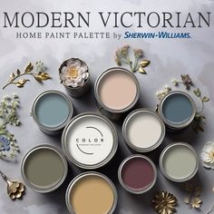 the cover of modern victorian home paint palettes by sheri - williams, featuring six different colors