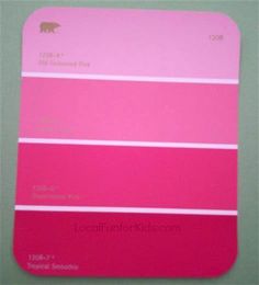 a pantone board with different shades of pink and red on the bottom one side