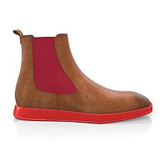 Men`s Square Toe Flat Ankle Boots 24116 | Girotti High-top Leather Chelsea Boots With Contrast Sole, Brown Leather Shoes With Red Sole And Round Toe, High-top Chelsea Boots With Contrast Sole, High-top Suede Chelsea Boots With Leather Sole, Leather Chelsea Boots With Contrast Sole, Slip-on Suede Boots With Contrast Sole, Suede Slip-on Boots With Contrast Sole, Brown Leather Boots With Red Sole, Leather Chelsea Boots With Red Sole