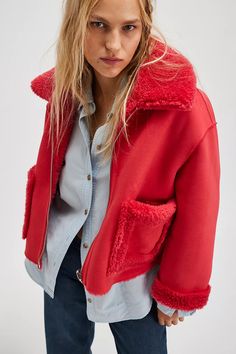 Vera Shearling Aviator Jacket | Free People Shearling Aviator Jacket, Aviator Jacket, Red Fits, Aviator Jackets, Bomber Jackets, Fall Jackets, Vintage Inspired Design, Jacket Design, On Repeat