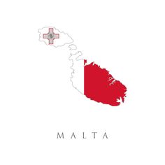 the map and flag of the country of malta in red, white and grey