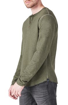 Soft and warm in a two-layer cotton knit, this versatile henley makes the perfect casual-day partner to your favorite five pockets. Crewneck Long sleeves with ribbed cuffs 100% cotton Machine wash, tumble dry Imported Casual Waffle Knit Henley For Fall, Casual Winter Tops With Henley Neckline, Casual Henley Neckline Winter Top, Casual Winter Waffle-knit Henley, Casual Winter Waffle Knit Henley, Casual Ribbed Henley For Fall, Cotton Ribbed Top With Henley Neckline, Ribbed Henley For Fall, Winter Cotton Top With Henley Neckline