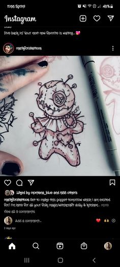 someone has drawn a teddy bear on their instagram