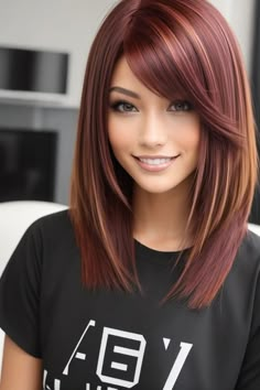 Long Hair, Don't Care: Gorgeous Styles for Lengthy Locks Red And Chocolate Hair Color, Medium Hair For Thick Hair, Copper Hair Balayage Brunettes, Red Copper Balayage, Medium Red Hair, Rambut Brunette, Black Hair Balayage, Brunette Balayage, Brunette Balayage Hair