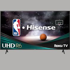 an image of a television screen with the logo of basketball team and ball on it