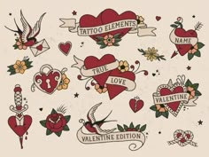 valentine tattoos with hearts and flowers