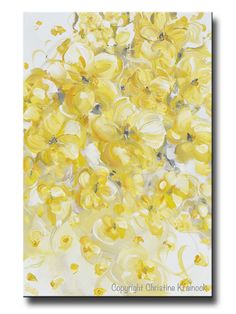 an abstract painting of yellow flowers on a white background by cori christina kannoki