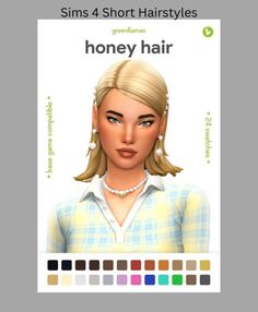 an image of a woman's hair for the sims 4 short hairstyles