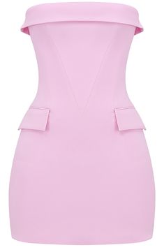 Sharply angled seams shape the boned bodice of this curvy strapless dress designed with a fold-over neckline and dyed in a pretty cotton-candy hue. Exclusive retailer Hidden back-zip closure Strapless Front decorative flap pockets Lined 96% viscose, 4% elastane Dry clean Imported Corset Dress With Straight Neckline And Lined Bodice, Bandage Dress With Sweetheart Neckline And Fitted Bodice, Strapless Dresses With Structured Boning, Strapless Bandage Dress With Fitted Bodice For Summer, Boned Bodice, House Of Cb, Fabric Gift Bags, Nordstrom Store, Fabric Gifts