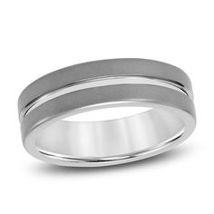 He'll love the casual yet striking look of this sandblast-finish wedding band. Tungsten carbide Polished center stripe 7mm width Jewelry Style Guide, Wedding Band Styles, Diamond Fashion Jewelry, Anniversary Wedding Band, Jewelry Staples, Jared The Galleria Of Jewelry, Tungsten Wedding Bands, Jewelry Rings Diamond, Diamond Anniversary