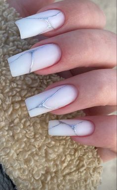 Nails Design Square Long, Nails Inspiration White, White Base Nails, Paznokcie Hello Kitty, Wow Nails, Basic Nails