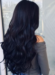 Different Types Of Black Hair Color, Long Black Hair Color Ideas, Black Hair With Blue Undertones, Black Hair With Blue Tint, Bluish Black Hair, Shades Of Black Hair, Jet Blue Black Hair, Smoky Blue Hair, Matte Black Hair