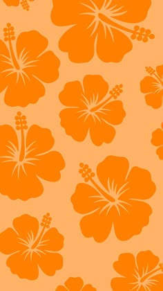 an orange and white flower pattern on a tan background