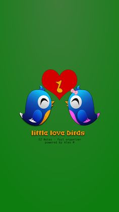 two blue birds with red hearts on green background