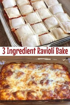 an image of three ingredient ravioli bake