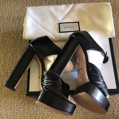 Reposhing This Item I Purchased From @Ssadegh. Never Worn Questions? Leave A Comment Below! Gucci Platform Heels For Evening, Designer Platform Heels In Calf Leather, Designer Calf Leather Platform Heels, Designer Gucci Platform Heels, Gucci Designer Platform Heels, Gucci Luxury Wedge Heels, Modern Black Gucci Heels, Gucci Black Platform Heels, Gucci Designer Calf Leather Heels