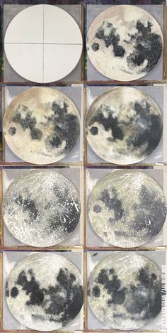 several images of the moon in different stages of development