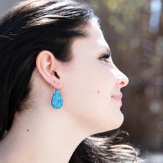 These handcrafted, Upcycled Dark Blue Turquoise Teardrop Earrings make the perfect accessory for a bohemian style. The upcycled turquoise adds a unique and stylish look to any outfit. Add a little boho flair to your look with these beautiful earrings. No two pairs are alike! Upcycled Turquoise Earrings Sterling Silver Hooks Small: 1 1/4" long, 5/8" wide Medium: 1 1/2" long, 7/8" wide Large: 1 3/4" long, 1" wide Adjustable Blue Bohemian Teardrop Earrings, Bohemian Teardrop Blue Earrings, Nickel-free Turquoise Teardrop Earrings, Bohemian Turquoise Teardrop Earrings, Turquoise Teardrop Earrings For Festival, Blue Bohemian Teardrop Earrings For Gift, Handmade Bohemian Turquoise Teardrop Earrings, Bohemian Blue Teardrop Earrings For Gifts, Blue Bohemian Teardrop Earrings Gift