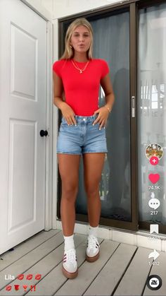 Craft Fair Outfit Ideas, Cute Hot Day Outfits, Lulu Biker Shorts Outfit, Number Shirt Outfit, Cute Fits For School Summer, Summer Going Out Fits, Hot Day Outfit For School Summer, Outfits For A Fair, Summer Fit Inspo 2024