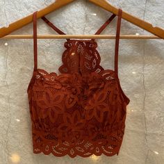 Burnt Orange Lace Square Neck Abercrombie Bralette New With Tags And In Great Condition Size Xs From A Smoke Free Home Summer Bra With Lace Top, Fitted Spring Bra With Lace Top, Fitted Lace Top Bra For Spring, Abercrombie And Fitch, Abercrombie & Fitch, Burnt Orange, Color Orange, Square Neck, Abercrombie Fitch