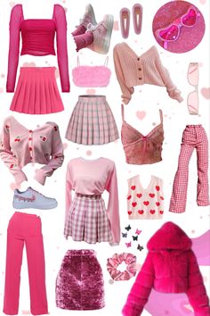 Pink Girly Outfits Y2k, Y2k Outfits Preppy, Barbie Inspired Outfits Casual Summer, Barbie Pink Clothes, Barbie Clothing Aesthetic, Barbie Outfits Aesthetic Grunge, Barbie Like Outfits, Y2k Outfits Street Styles Pink, Pink Outfits Barbiecore