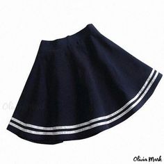 Olivia Mark - Navy Blue Pleated Skirt College Plus Size School Uniform Skirt Navy Blue Pleated Skirt, School Uniform Skirts, Uniform Skirt, Blue Pleated Skirt, Knit Pencil Skirt, Sports Skirts, Hem Skirt, Blue Outfit, Blue Skirt