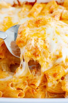 this buffalo chicken pasta bake is loaded with cheese