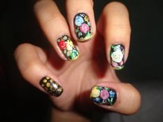 My fave vintage nail art Vintage Nail Art, Pretty Nails, Cute Nails, Manicure, Nail Polish, Nail Art, Hand Painted, Nails