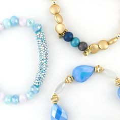 This 3 piece stretch bracelet stack features a playful mix of blue, white, and gold, perfect for any beach lover. Get ready to catch some compliments with this quirky and fun accessory. * All Stretch and All Separate pieces. * Bracelets are 'one size fits most' and are designed to fit wrists up to 7.5" comfortably. * Lead & Nickel Free * Please be aware that due to the unique and handmade nature of each product, colors, shapes, and bead sizes may vary slightly from the photos and descriptions. Bead Sizes, Beach Lover, Wallet Accessories, Bracelet Stack, Fun Things, Stretch Bracelet, Stretch Bracelets, Long Tops, Dress Accessories