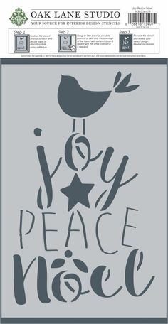 Joy, Peace and Noel Christmas Stencil will be perfect for all of your upcoming holiday projects! Stencil Sizes Artwork Size: 5" wide x 8" high Stencil Sheet Size: 5.85" wide x 9" high Custom Size Stencils If your project would be even easier with a Custom size, please contact us. We’ll do everything we can to help you with your project! Professional Quality Stencils • Laser cut for precise, crisp design details.• Reusable & Durable.• Made of 10 mil coated mylar which resists paint build-up.• Eas Christmas Stencil Ideas, Christmas Stencils Printables Templates, Stencils Printables Templates, Stencil Christmas, Foam Rollers, Stencil Ideas, Stencils Printables, Christmas Stencils, Wall Stencil