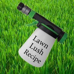 a lawn lush recipe bottle laying in the grass