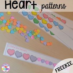 two hearts cut out from paper with the words heart patterns on them and free printables