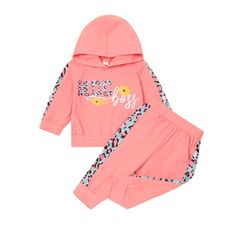 Baby Girls Leopard Striped Hooded Top & Pants Wholesale Girl Clothing - PrettyKid Pink Letter Print Winter Set, Pink Letter Print Sets For Winter, Spring Playwear Hooded Sets, Pink Cotton Hooded Sets, Hooded Pink Cotton Sets, Fancy Fabric, Winter Trousers, Pants Fabric, Hooded Top