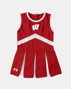 Smooth, durable fabric for all-day comfort|Back snap closure for easy on/off|Pleated skirt with pop color detail Cheer Dress, Fan Gear, Big Kids, Pleated Skirt, Under Armour, Red Dress, Color Pop, Fabric, How To Wear