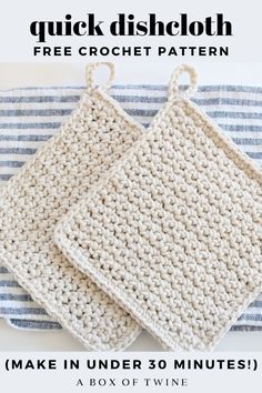 free dishcloth crochet pattern Crochet Towels, Cotton Yarn Projects, Crochet Dishcloth Pattern, Crochet Washcloths