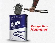 an advertisement for hammers is shown with the image of a man holding a hammer