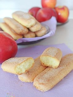 some cookies and apples on a table