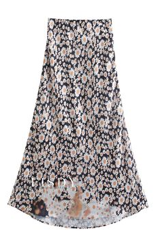 Fisdy - Fall-inspired Floral Print Maxi Skirt with Button-Up Design Floral Print Maxi Skirt, Print Maxi Skirt, Prints Fabric, Skirt With Buttons, Printed Maxi Skirts, Floral Print Maxi, Blue Outfit, Autumn Inspiration, Types Of Skirts