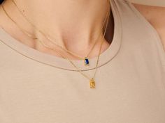 Little Sky Stone Jewelry Box September Birthstone Necklace, Minimalist Necklace Gold, Sapphire Birthstone, September Birthstone Jewelry, Yellow Gemstones, Citrine Necklace, 14k Gold Necklace, Citrine Stone, September Birthstone