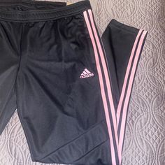 Adidas Athletic Tapered Fit Sweatpants Size L (16-18) Brand New Tag Attached Grayish Sweats With Pink Pink Sportswear Bottoms With Elastic Waistband, Pink Sweatpants With Elastic Waistband For Sports, Pink Adidas Activewear For Spring, Pink Sportswear Pants With Elastic Waistband, Pink Stretch Sporty Sweatpants, Pink Full Length Sportswear Bottoms, Adidas Pink Sports Bottoms, Pink Adidas Sports Bottoms, Adidas Casual Pink Pants