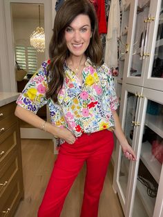 Bring a pop of color and a little whimsy to your closet with the Best and Brightest Floral Top. This easy-fit top showcases a playful floral print, collared neckline, and puffed sleeves. Pair it with your colored denim (or traditional blue denim) for a fun and versatile look. Perfect for teachers and office gals, this every day top is sure to help you stand out from the crowd. Top measures 24" in length. Bust measures 22" from underarm seam to seam. Measurements taken on a small. Fabric has no s Scarf Hat, Puffed Sleeves, Colored Denim, Floral Top, Hat Hairstyles, Sales Gifts, Workout Tops, Puff Sleeve, Floral Tops