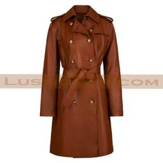 Double Breasted Belted Trench Leather Coat Womens Winter Brown Long Jacket. This jacket belongs to Outwear style.It can be used on multiple occasions, like Winter, Casualwear, Outwear, Partywear, Streetwear and also who loves to wear the double breasted coat, Material: Premium Quality Real Sheepskin LeatherLining: PolyesterColour: BrownAccessories: Original YKK'sFastening: Button + BeltCare: Dry-Clean onlySuitable For All SeasonsStyle: Double Breasted / Trench Leather Outerwear With Double Button Closure For Fall, Fall Double-breasted Leather Jacket For Office, Double-breasted Leather Jacket For Office In Fall, Fall Leather Long Coat With Double Button Closure, Fall Long Leather Coat With Buttons, Fall Double-breasted Leather Outerwear, Long Leather Coat With Buttons For Fall, Double-breasted Leather Jacket For Fall Workwear, Fall Double-breasted Belted Leather Jacket