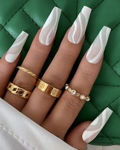 White Acrylic Nails, Classy Acrylic Nails, Long Acrylic Nails Coffin, Acrylic Nails Coffin Short, Luxury Nails, Coffin Nails Designs, Dope Nails